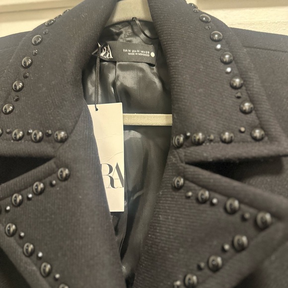 Zara Black Studded Coat - Picture 2 of 7